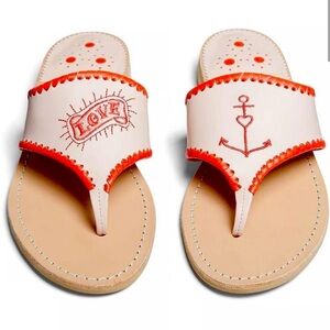 NEW Jack Rogers Women's Love Anchor Embroidered Flat Sandals Ships Fast & Free